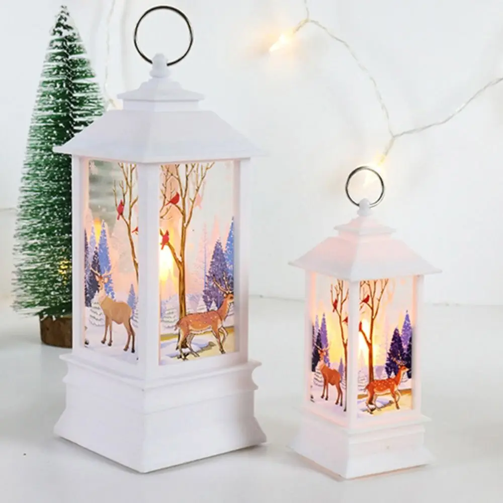 New Year Santa Claus Christmas Retro Lantern Light Snowman Portable Hanging Lamp Waterproof Durable Night Light Home