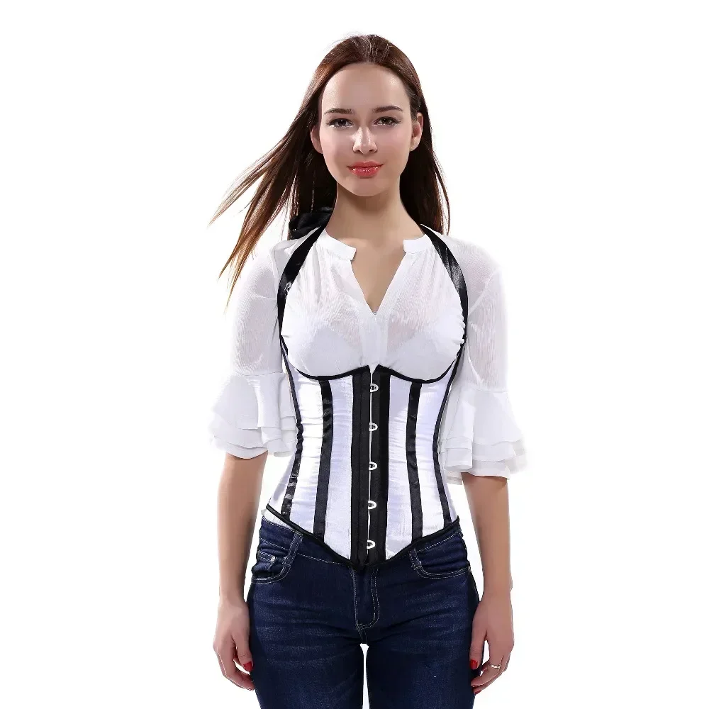 

Womens Corset Underbust Satin Corsets Sexy Striped Bustier Casual Bustiers Bodyshapers Party Clubwear Costumes Fashion Outfits