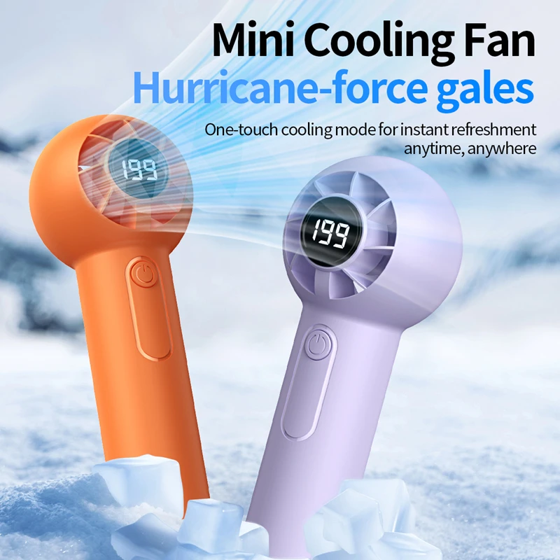 

High Speed Cold Air Handheld Fan Usb Charging Mini High Wind Power Low Noise Led Smart Digital Display Portable Violent Fan