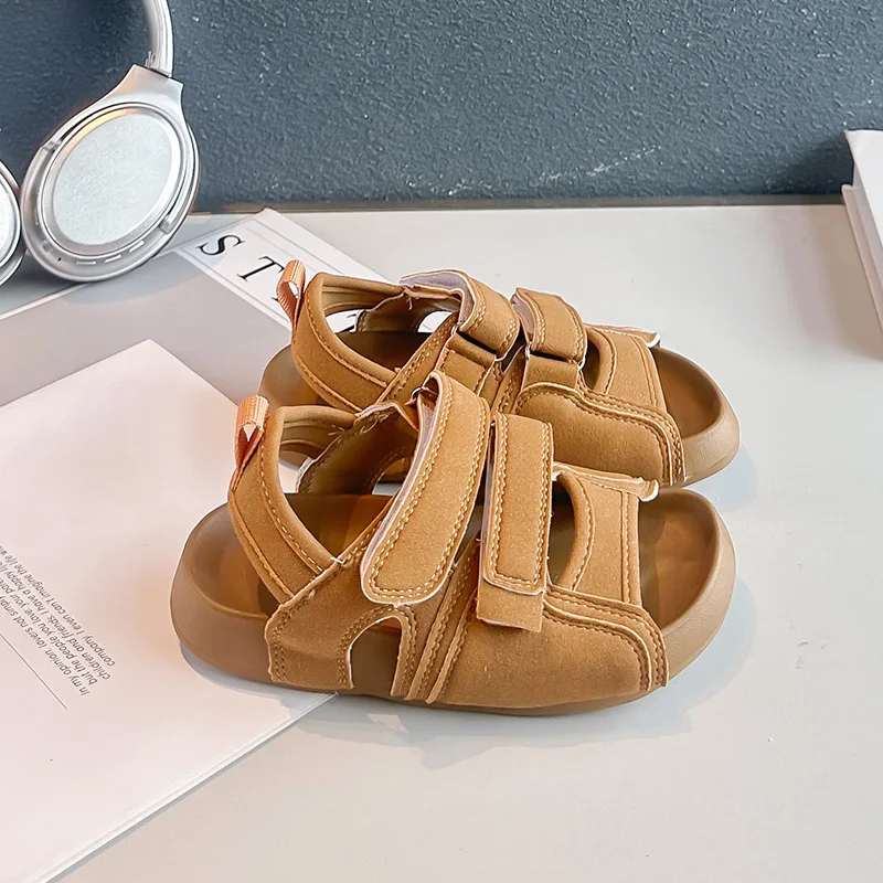 2026 Brand Kids Suede Broad Toe Sandals with Arch Support Summer Boys Lazy Beach Shoes Casual Baby Girls Water Shoes Kids