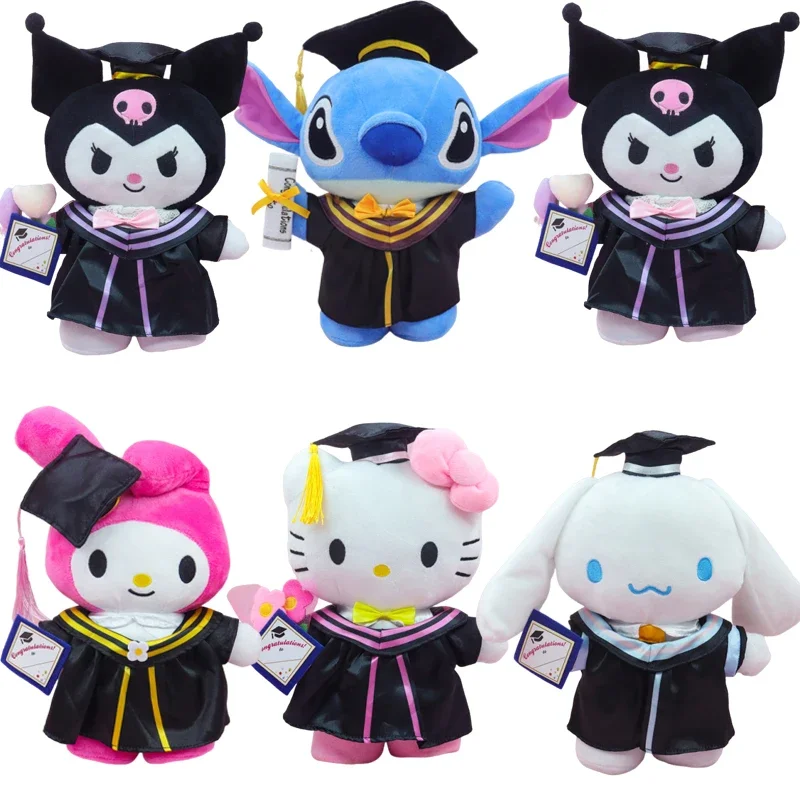 أنيمي أفخم 25 سنتيمتر سينامورول بلدي ميلودي كورومي مرحبا كيتي التخرج بلوشي دمية Kawaii لينة محشوة هدايا التخرج