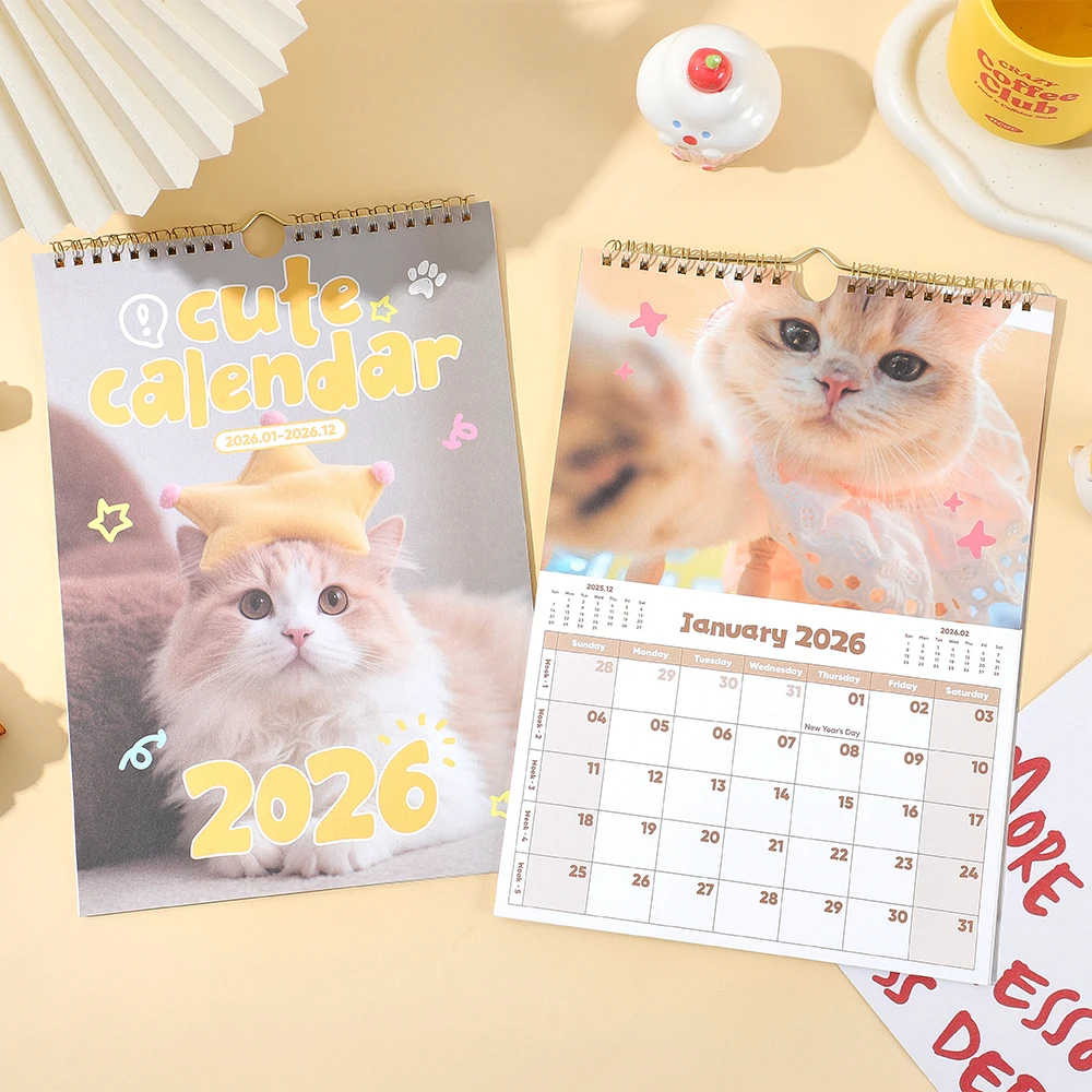2026 A4 Wall Calendar Cute Animal Planning Calendar Paper Cover Daily Weekly Monthly Schedule Calendar For Home School Office