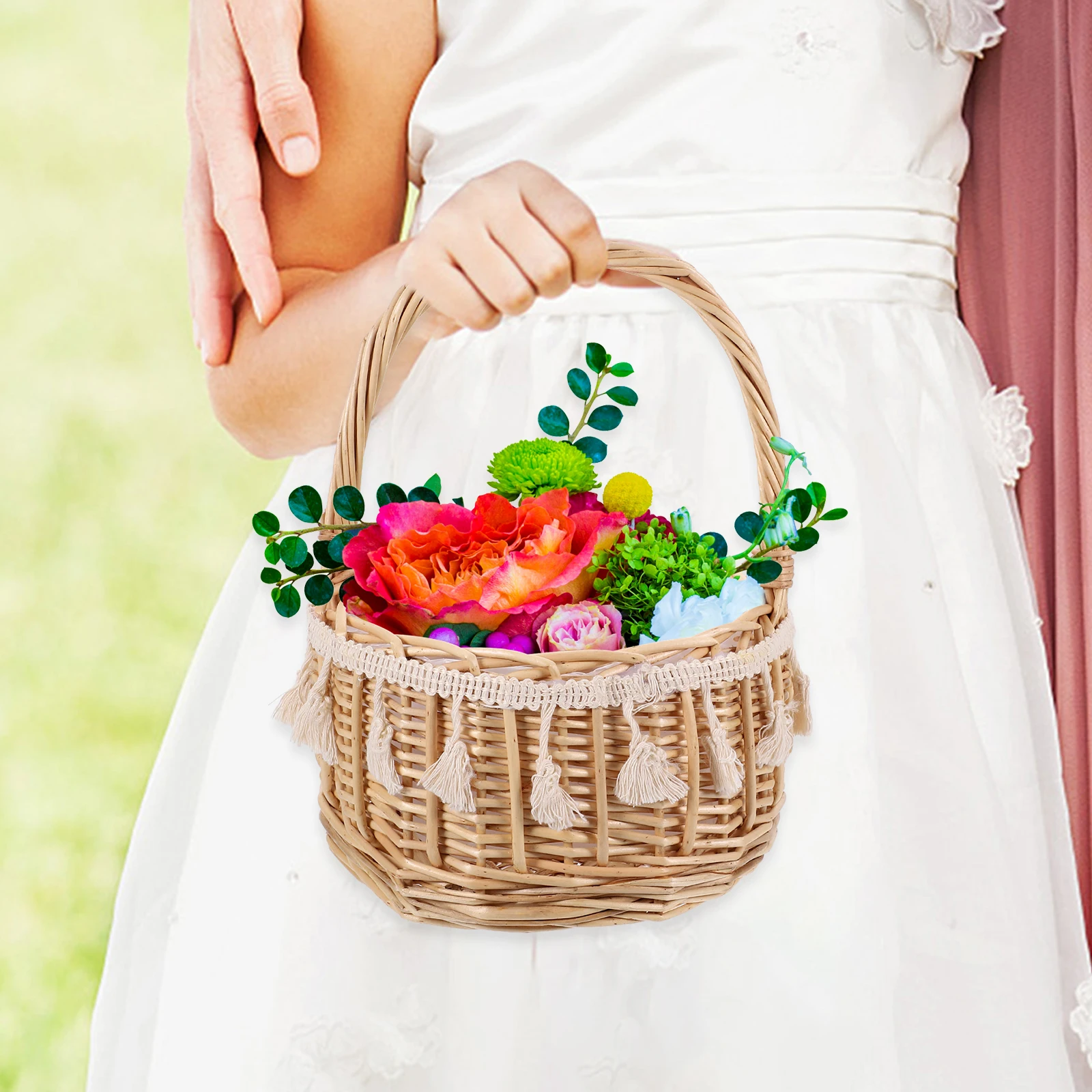 

Woven Flower Basket H made Storage Indoor Decoration Simple Home Decorative Fruit Basket Storage Container Homeware