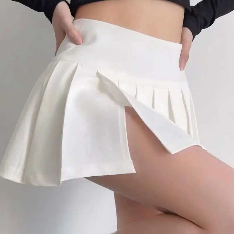 

High Waist Pleated Skirt YPFF Street Trend Wear Antiglare Cleanfit H-ape Batwing Sle PVC Material Ciwalk Suitable