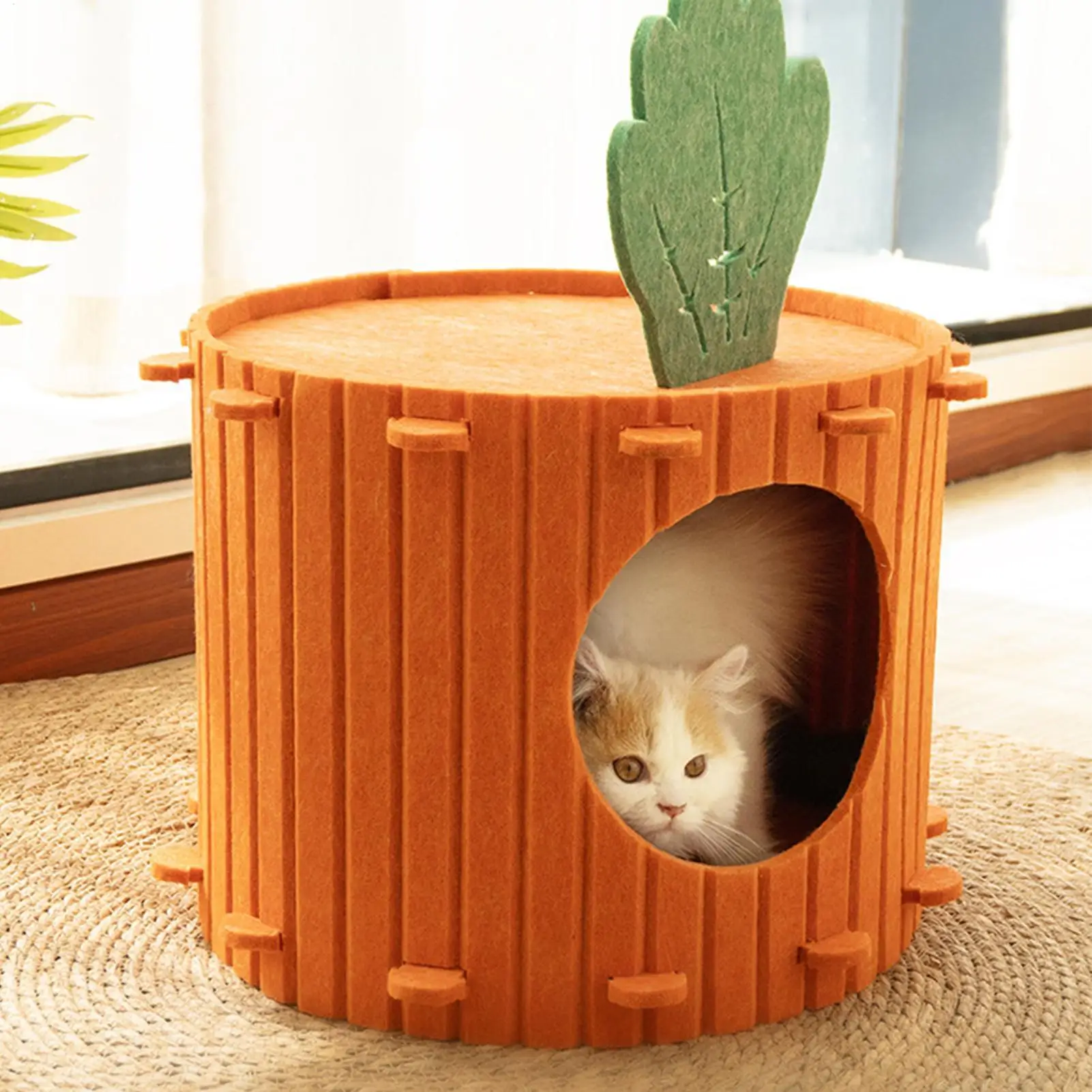 

Мягкая полузакрытая лежанка для кошек в форме моркови, съемная, для домашних животных средних и крупных размеров, собак