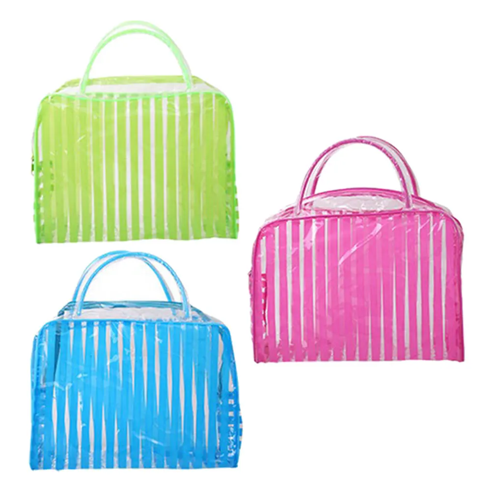 

3pcs Waterproof Toiletry Bag Clear PVC Travel Organizer Beach Camping Storage Pouch Red Green Blue Makeup Brush Holder