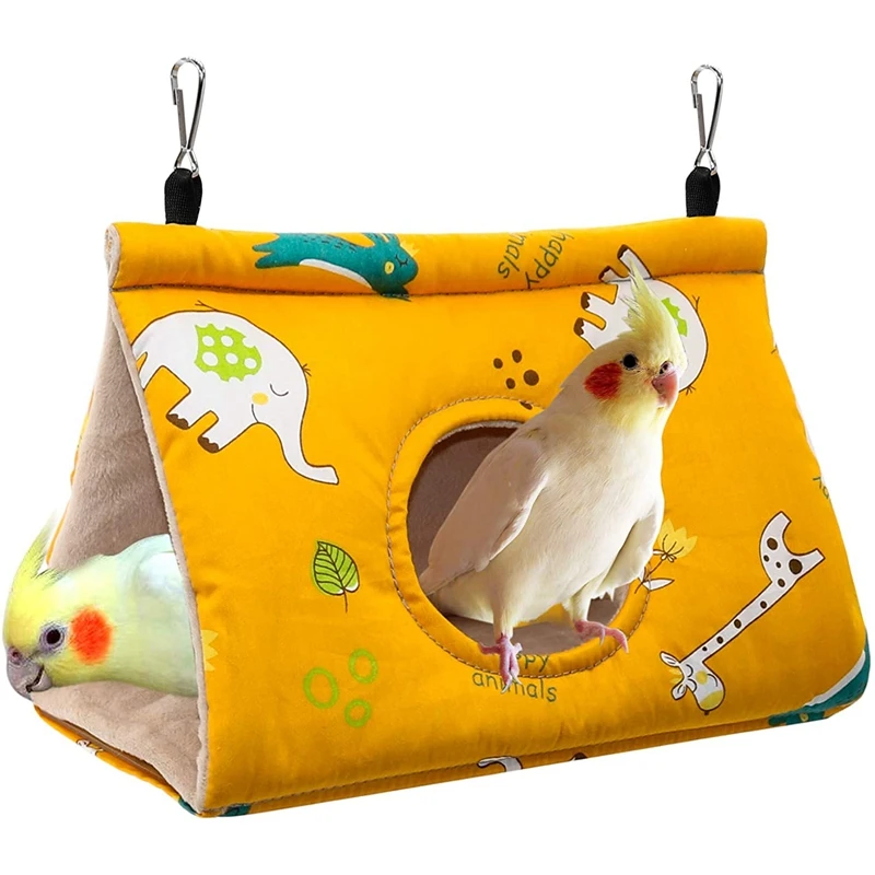 Winter Warm Bird Nest House - Hanging Hammock Velvet Shed Hut Cage Plush  Birds Hideaway Sleeping Bed Fuzzy