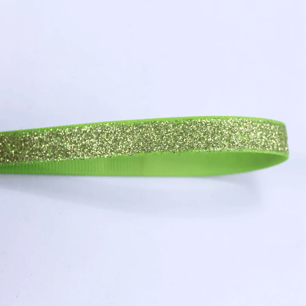 Wholesale 3/8\'\' 9mm Solid Color Full Glitter Sparkle Polyester Grosgrain Ribbon DIY Crafts Hair Bow Sewing Accessories