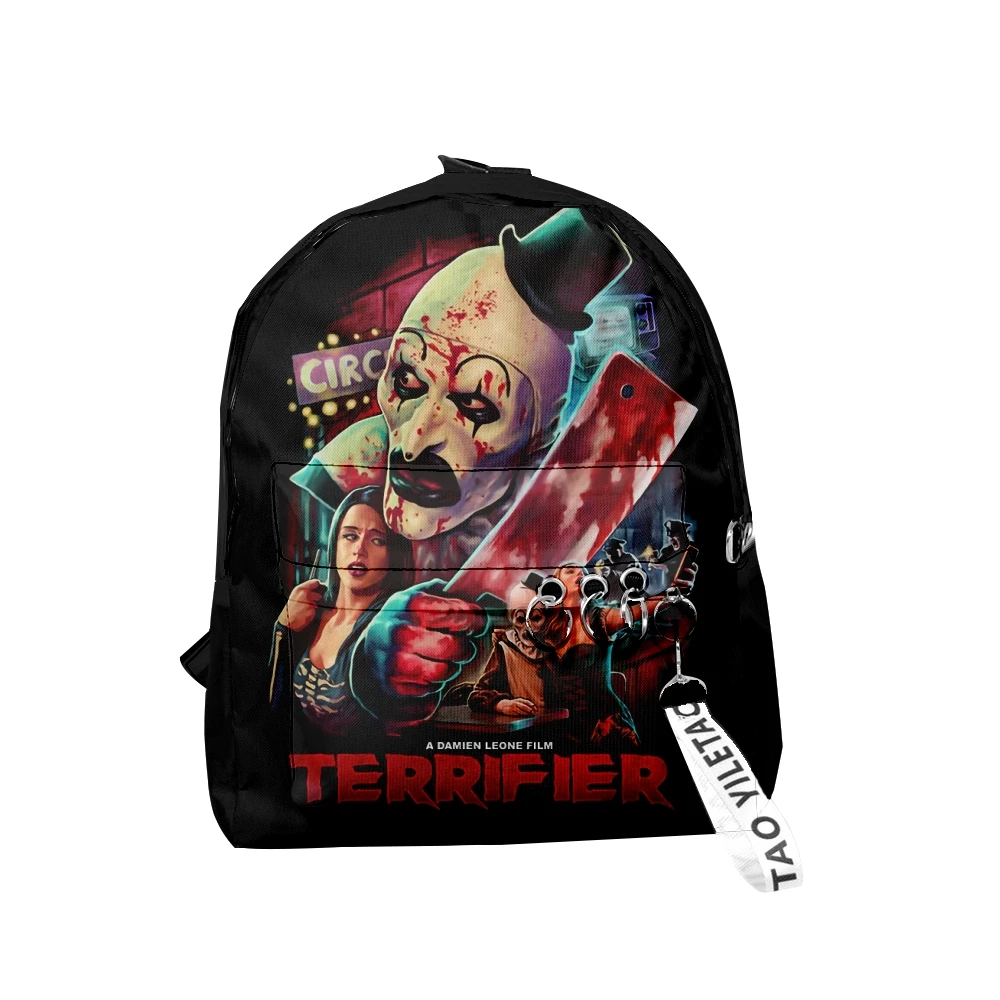 Terrifier ทุกคนรักกระเป๋าเป้สะพายหลังตัวตลกที่ไม่ซ้ํากันกระเป๋านักเรียนกระเป๋าเดินทาง Unisex Harajuku Daypacks Rucksack กระเป๋าซิป