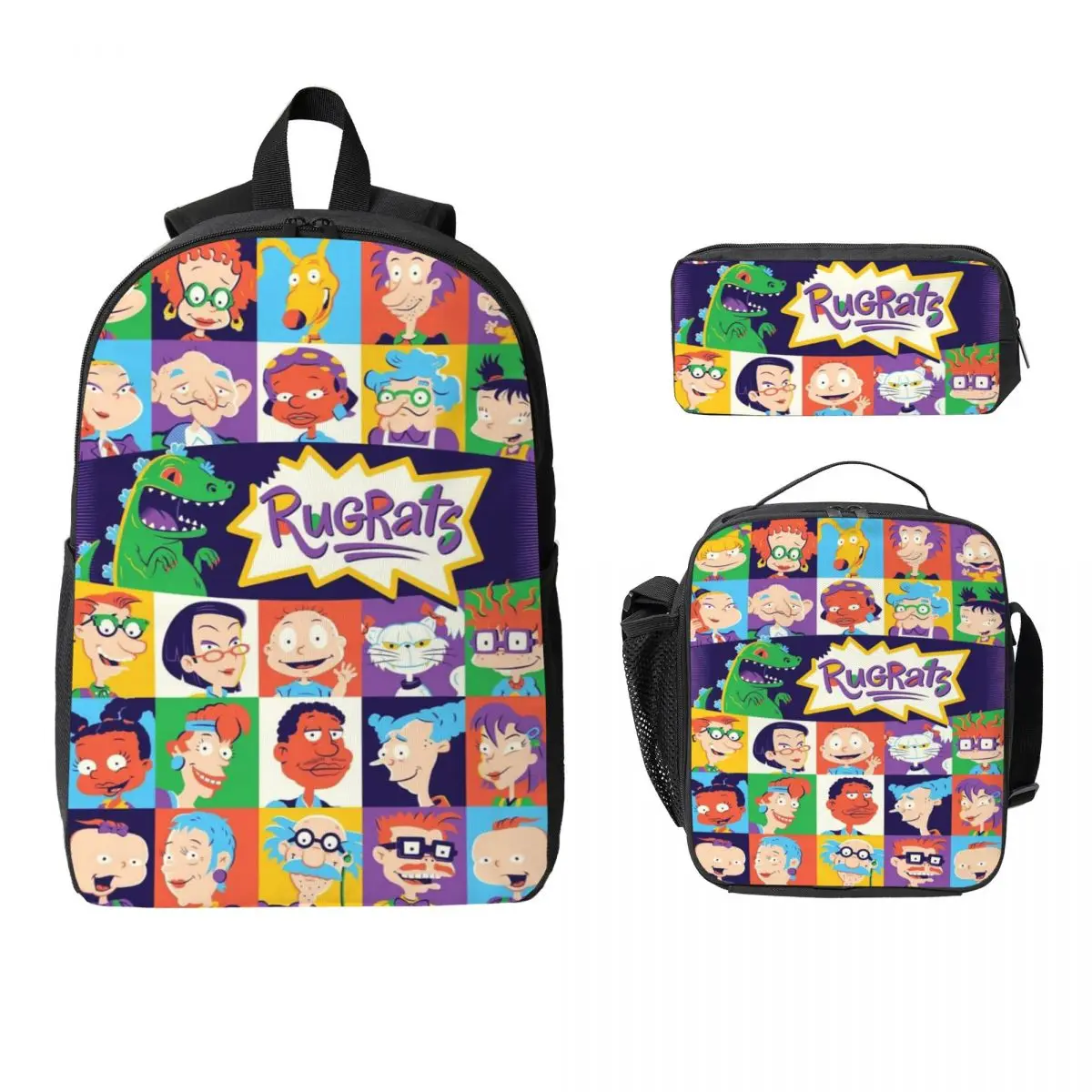 3 قطعة مجموعة حقائب الظهر Rugrates Chuckie Finster للفتيات والأولاد أكياس القلم مجموعات حقائب الكتب مع صندوق الغداء لطلاب المدارس حقيبة الظهر