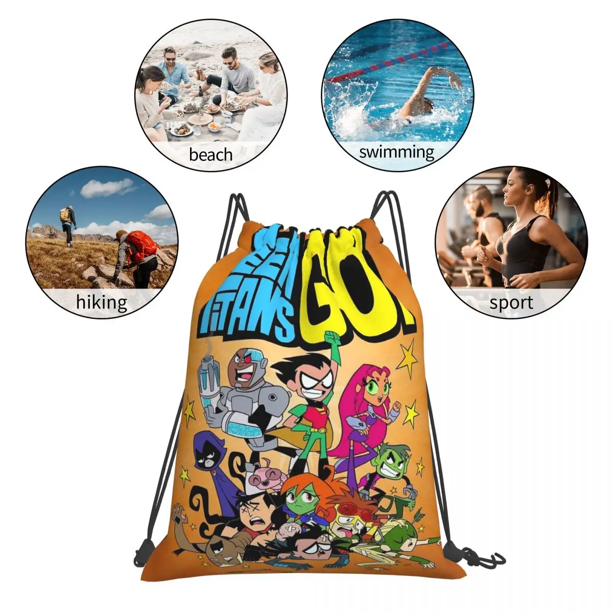 حقائب ظهر Teen Titans Go Team، حقائب ظهر عصرية محمولة برباط، حقيبة رياضية، حقائب كتب لطلاب السفر