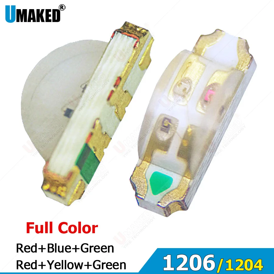 1000pcs 1206/1204 SMD Led Diodes Chip bead Full color R+B+G/R+Y+G DIY Anode PCB Lamp Light Beads Emitting bulb lamp accessories