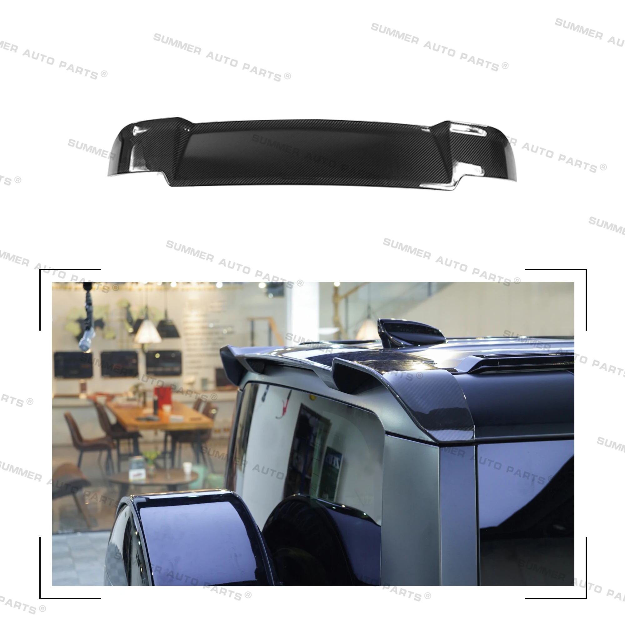 

Car Universal Glossy Black Spoiler Carbon Fiber Sport Wing Rear Roof Spoiler for New Defender 2020