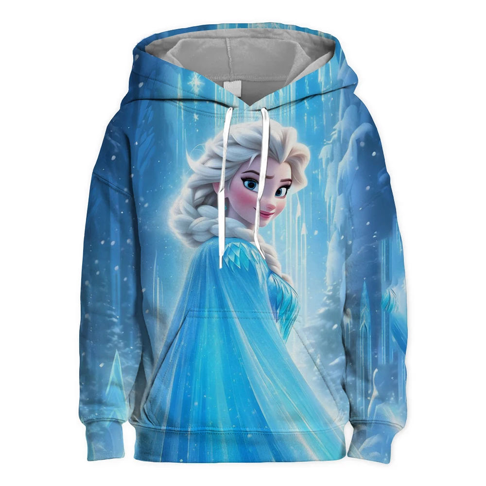 MINISO Disney เด็ก Hoodies แฟชั่น Elsa Princess การ์ตูนเสื้อแขนยาวพิมพ์เสื้อเด็กทารกเสื้อผ้า Top