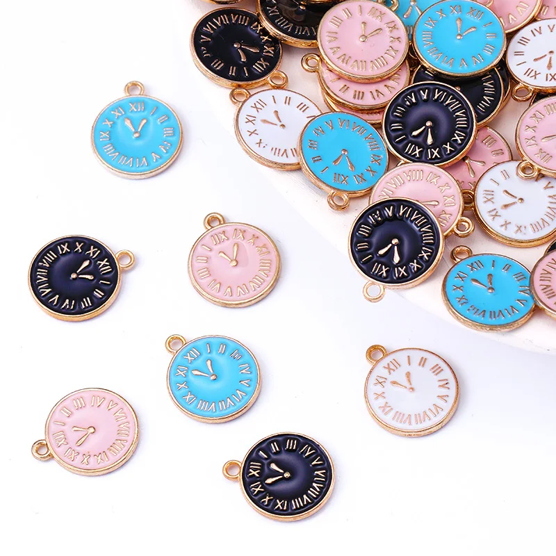 

20Pcs/Lots 15*17mm Alloy Enamel Drip Clock Pendants Charm Jewellery Making Accessories Fashion Necklace Bracelet Earrings Crafts