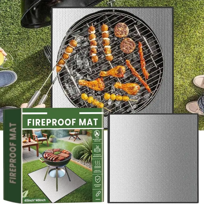 Outdoor Grill Mat Reusable Grill Mat BBQ Mat for Under BBQ Waterproof Oil-Proof Grill Floor Pads for Camping Garden