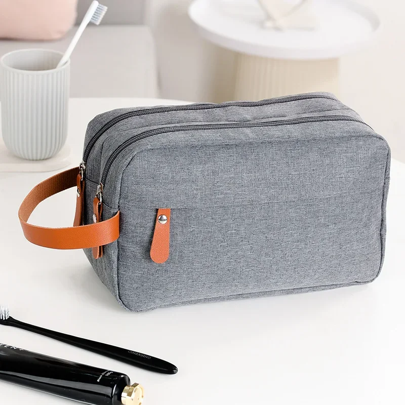 Men's Double Layer Large Capacity Cosmetic Bag Business Portable Storage Bag Toiletries Organizer Travel Waterproof Wash Pouch