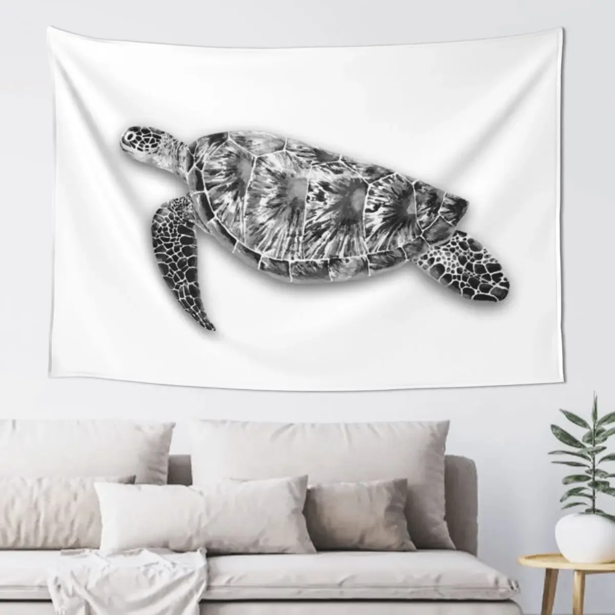 

Black and White Sea Turtle Tapestry Aesthetic Room Decor Korean Wallpaper Bedroom Mushroom Tapestry