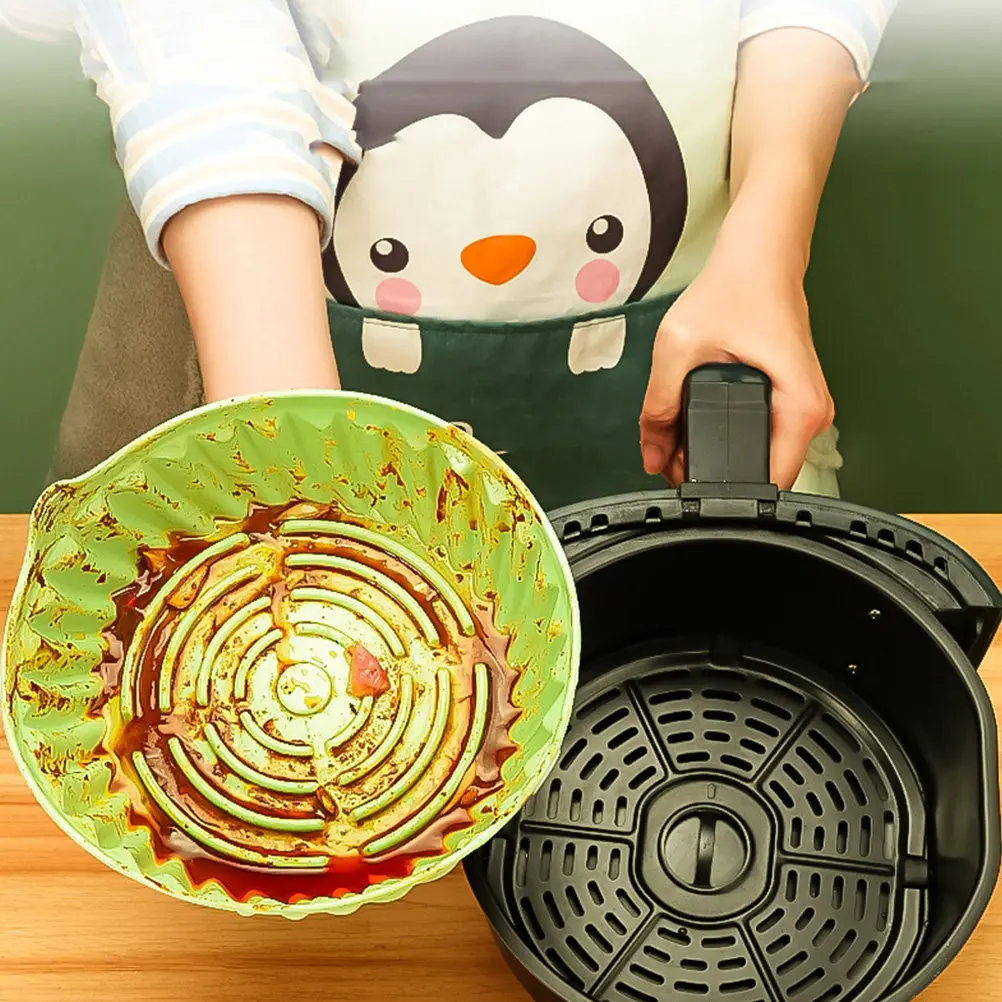 

Air Fryer Silicone Pot Round Baking Pan Non-Stick Reusable Liner Pad Oven Tray Kitchen Accessory Food-Safe