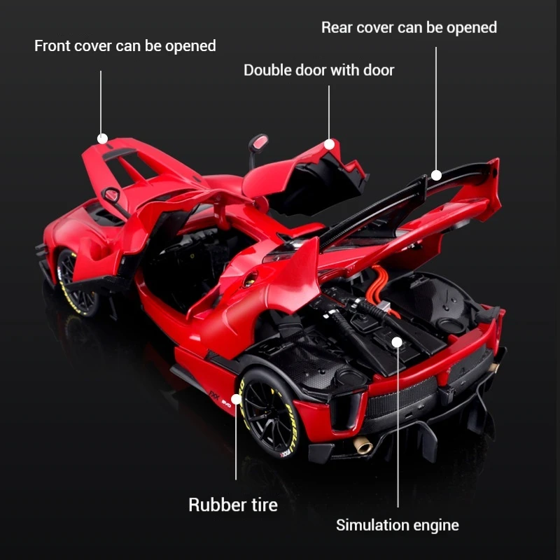 Bruago 1:18 Ferrari Fxxk Evo Blue Static Car Model Metal Alloy Simulation Car Model Collection Ornament Toy Male Car Model Gift