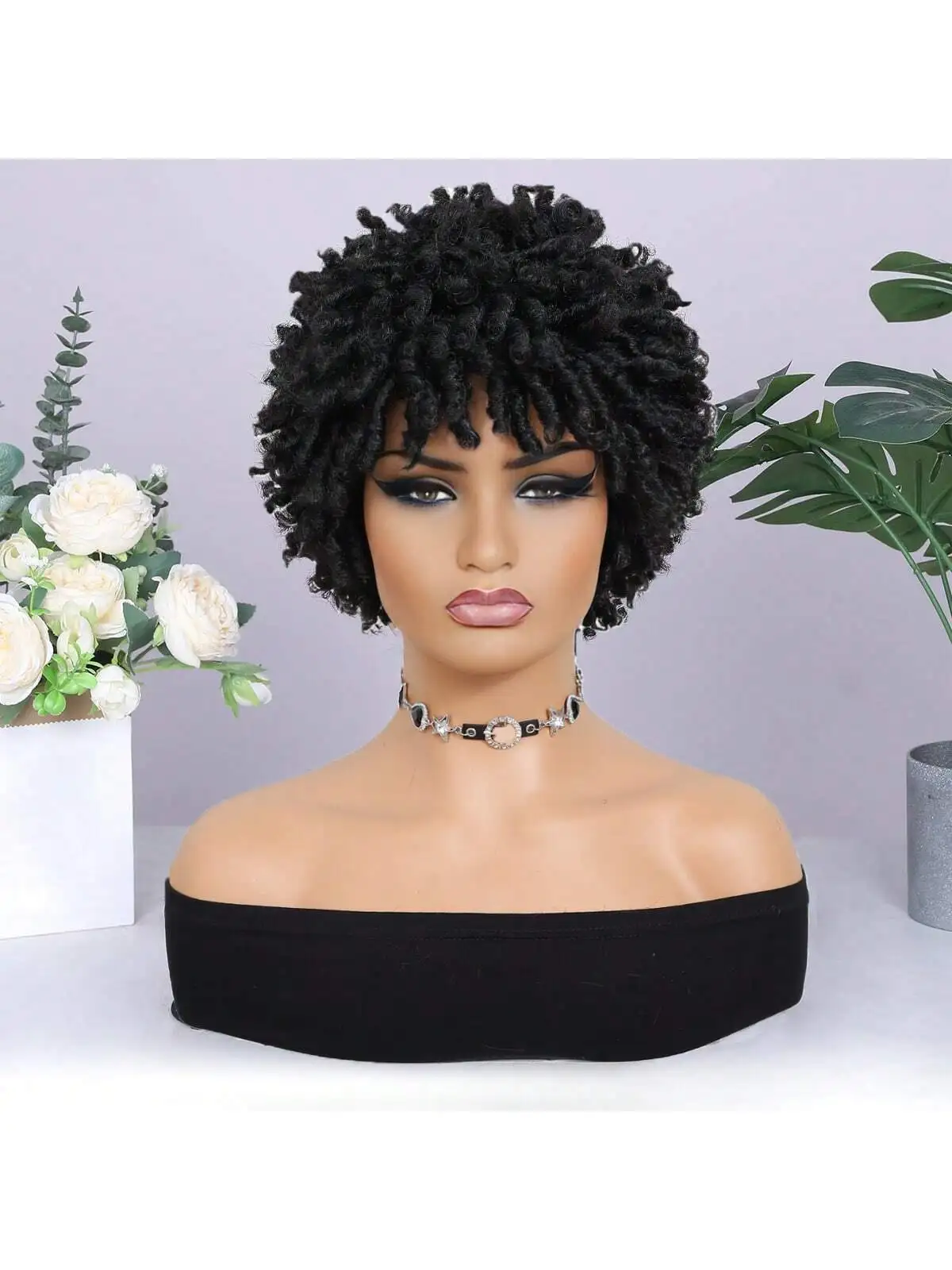 Short synthetic Wig for Black Women and Men Afro Faux Dreads Wig Heat Resistant… - Image 2