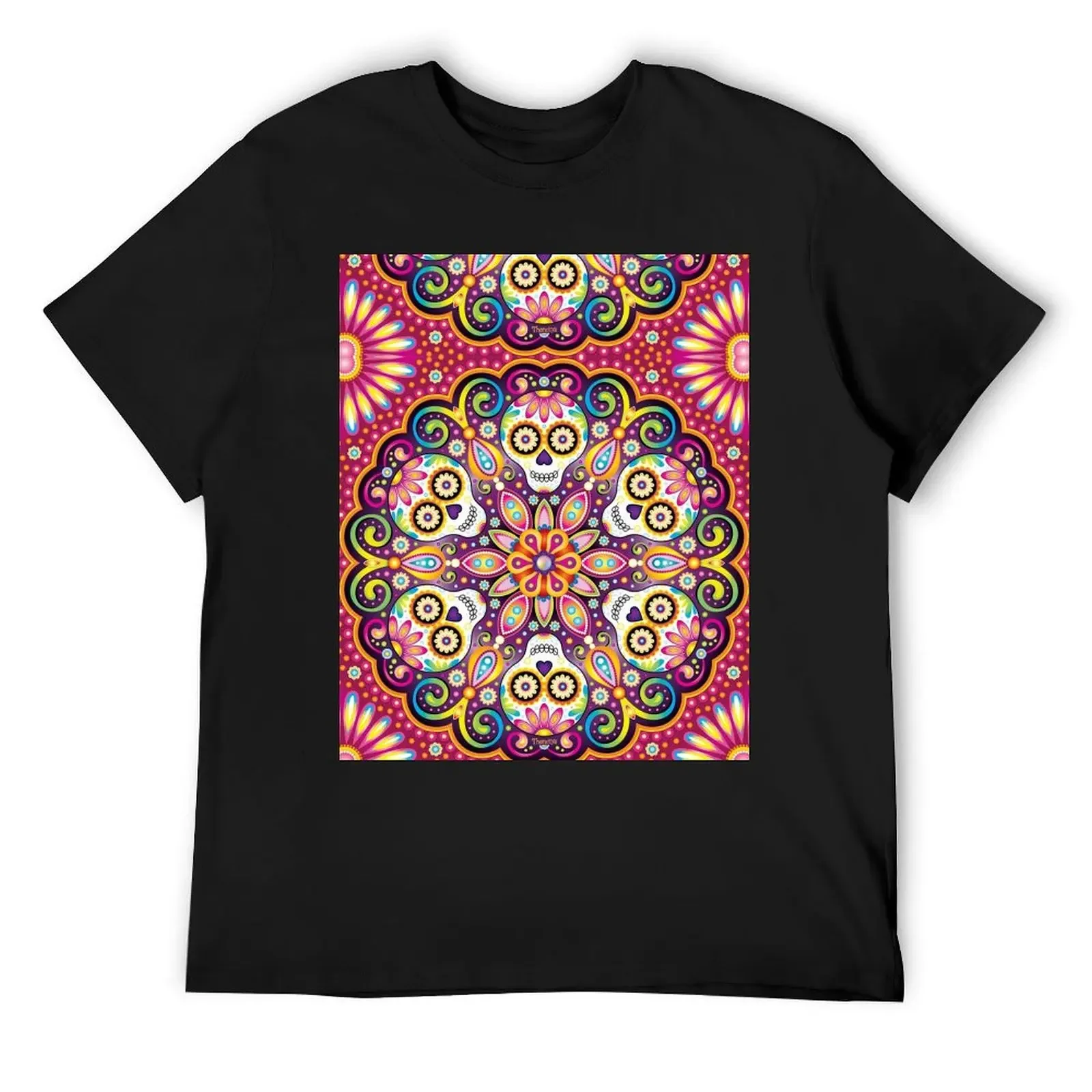 Sugar Skull Mandala - Day of the Dead Mandala Art by Thaneeya McArdle T-Shirt tops man t shirt mens t shirts casual stylish