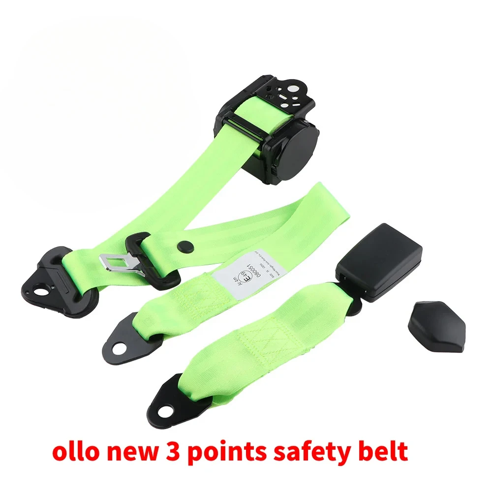 

OLLO General 3-Retractable Safety Belt Adjusting Fluorescent Green Car Seat Belt for Truck Bus Auto Accessoires