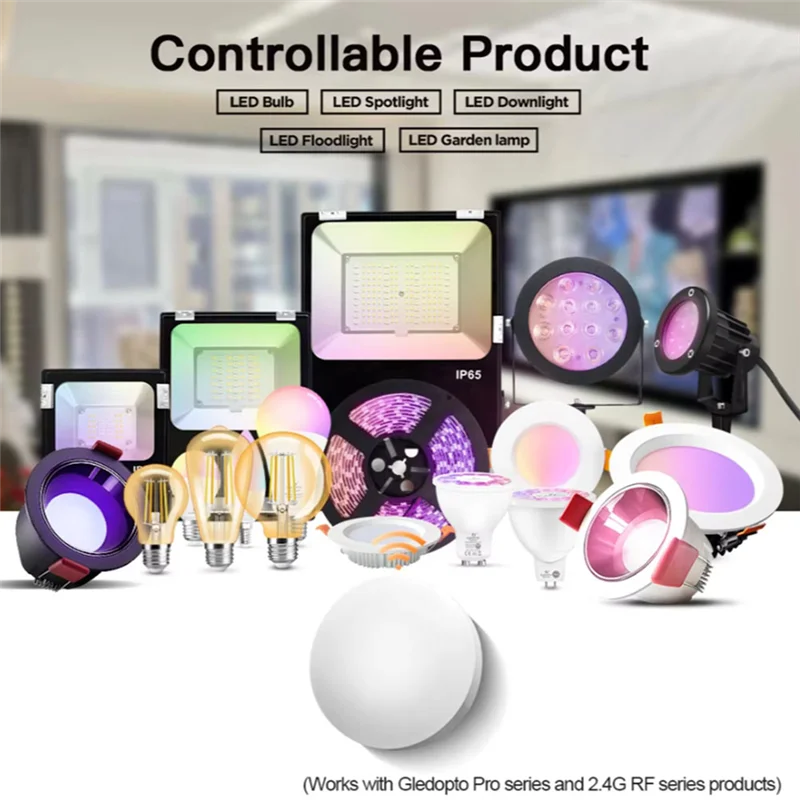 

New-GLEDOPTO Pro Smart Home Compatible 2.4G RF Wireless Remote Control Single Button Multi-Function 30M Range Device