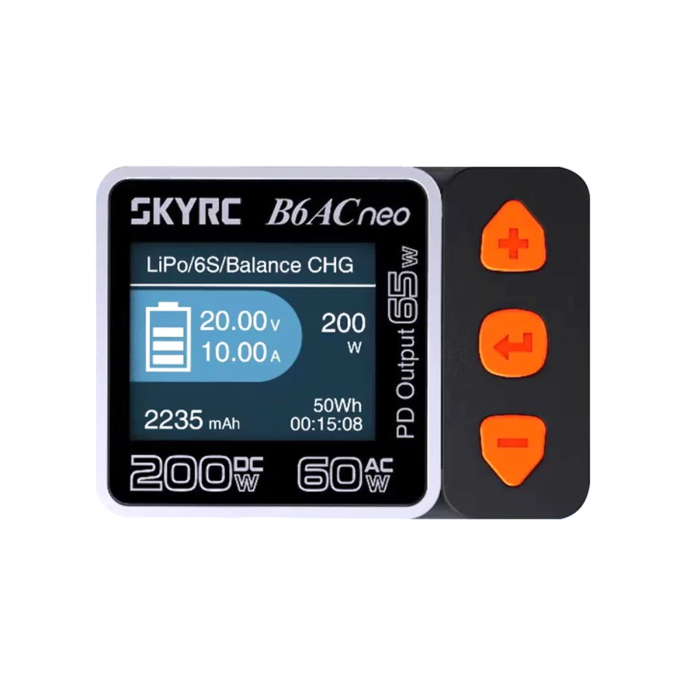 SKYRC B6ACneo Charger DC 200W AC 60W 10A Balance Charger Discharger Digital LiPo LiFe LiIon LiHV NiMH NiCd Pb Smart Battery