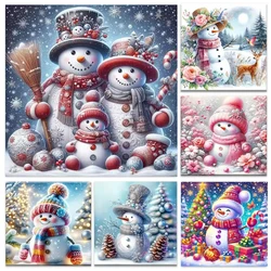 5D Diy Diamond Painting Cute Snowman Full Round Square Drill Christmas Diamond Mosaic Embroidery New Collection Gift Home Decor