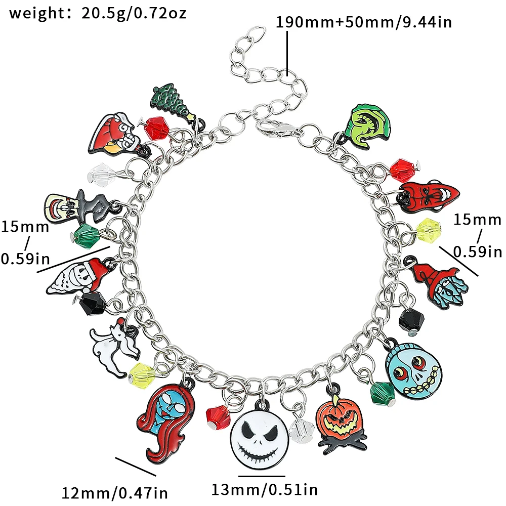 The Nightmare Before Christmas Accessories Jack Skellington Sally Oogie Boogie Jewelry Charms Bracelets for Women 2023 Trend