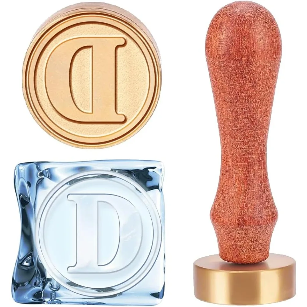 

Letter D Ice Stamp Cubes Press Stamps Ice Branding Stamps with Removable Handle and Velvet Pouches Ice Cube Stamp for Cocktail