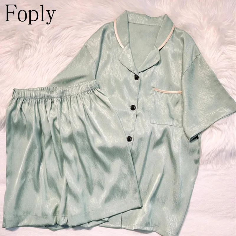 

Cardigan Women Pajamas Set Spring Summer 2 Piece V-neck Pyjama Satin Silk Sleepwear Shortsleeve Top Shorts Pijama Pjs Loungewear