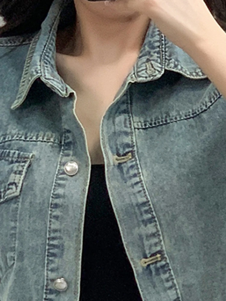 Fashion Ins Thin Summer Short Denim Jackets Women Slim Casual Single-Breasted Jeans Short Sleeve Jeans Coat Clothes