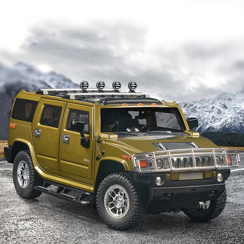 1:18 Hummer H2 SUV Alloy Large Off-Road Vehicle Diecast Metal Scale Car Model Sound＆light Collection Childrens Toy Car GIfts