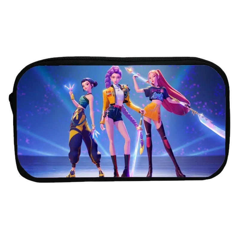 

Demon Hunter Kpop Student Pencil Case Large Cloth Bag For Girl Office School Pen Bag Cartoon HUNTR X Pencil Box Pen Holder Case