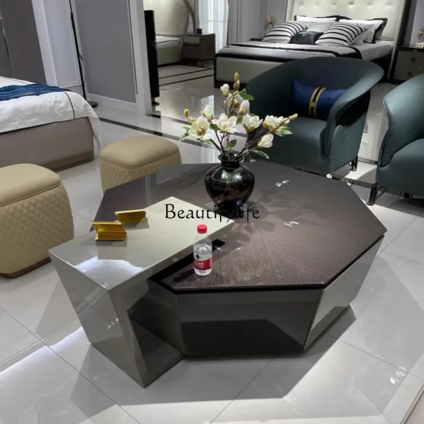 Postmodern light luxury octagonal coffee table villa model room simple tea table