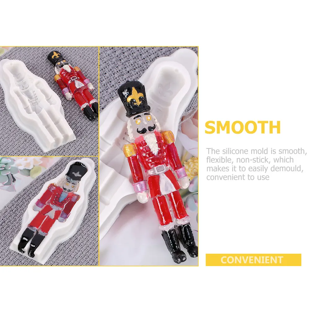 

2Pcs Flexible Nutcracker Soldier Molds Silicone Non Stick Reusable Baking Mold for Jelly Candy Cake Christmas Craft Art Projects