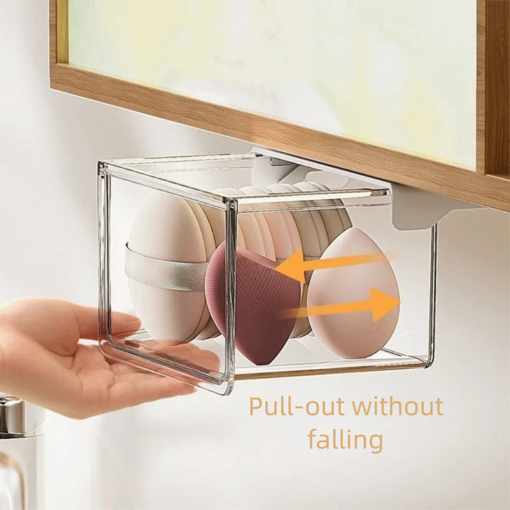

Plastic Drawer Style Storage Box Transparent Large Capacity Under Desk Drawer Organizer Space Saving Self Adhesive Jewelry Case