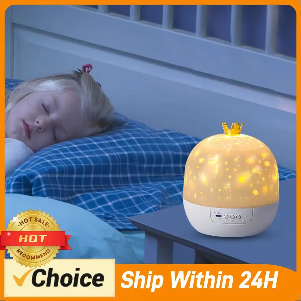 Night Light Projector with Music 15/21 Projection Theme Star Projector 3 Light Modes Crown Night Light for Children Bedroom
