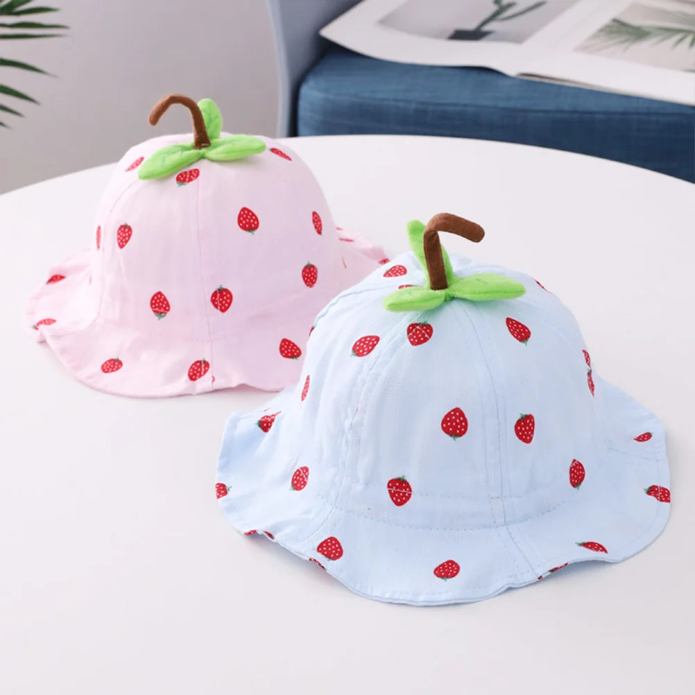 Brim Sun Hats for Women UV Protection Fishermans Cap Bucket Kids Strawberry Toddler