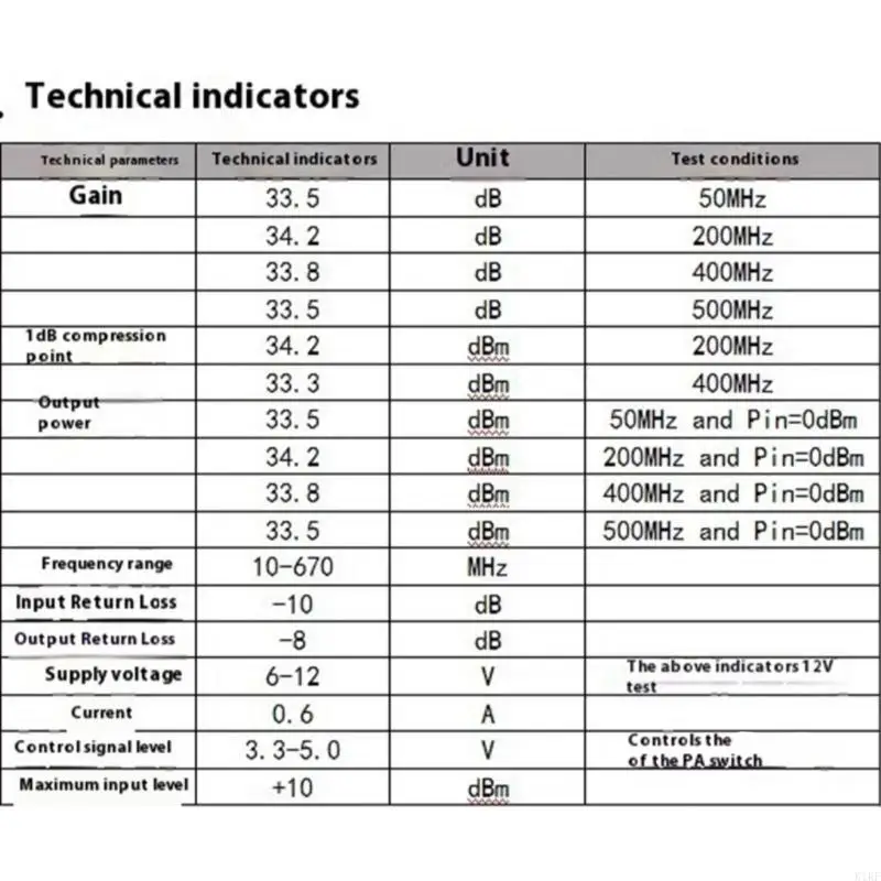 10MHz-670MHz النطاق العريض منخفض الضوضاء مكبرات الصوت المهنية 33 ديسيبل مكاسب عالية Powerplifier وحدة وحدة K1KF