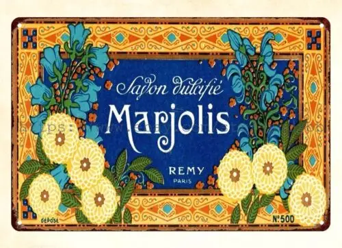 1890s-1920s jabón francés Savon dulzura Marjolis Remy Paris metal tin sign