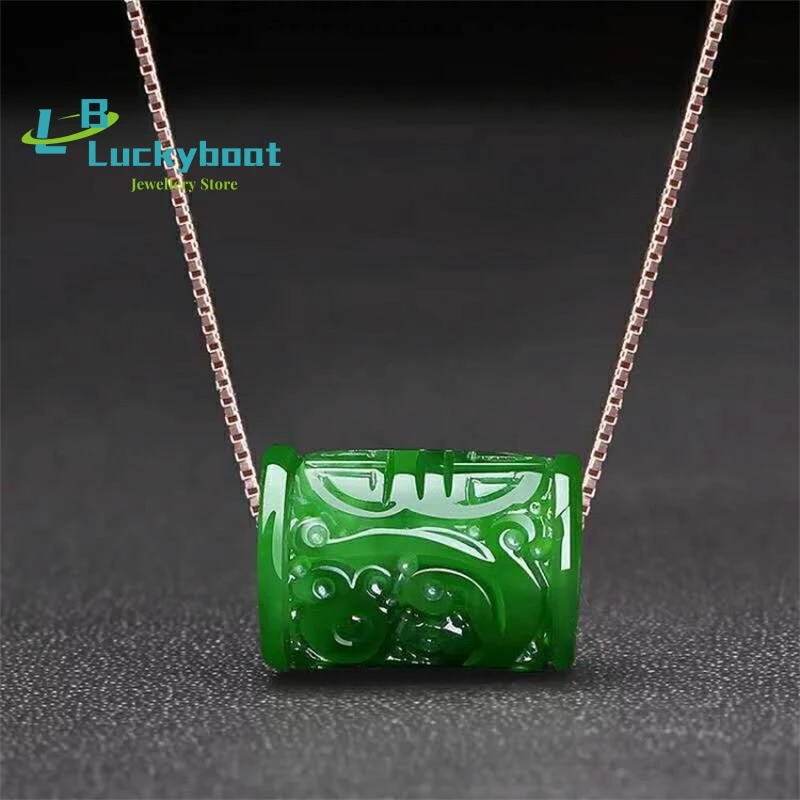 Natuurlijke Groene Jade Geld Kralen Hanger Ketting Charm Sieraden Mode Accessoires Hand-Gesneden Man Luck Amulet Geschenken