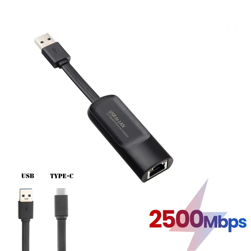 2500Mbps Ethernet Adapter 2.5 Gigabit USB Type C to RJ45 Lan Wired Ethernet Gigabit Adapter Network Card for MacBook iPad Laptop