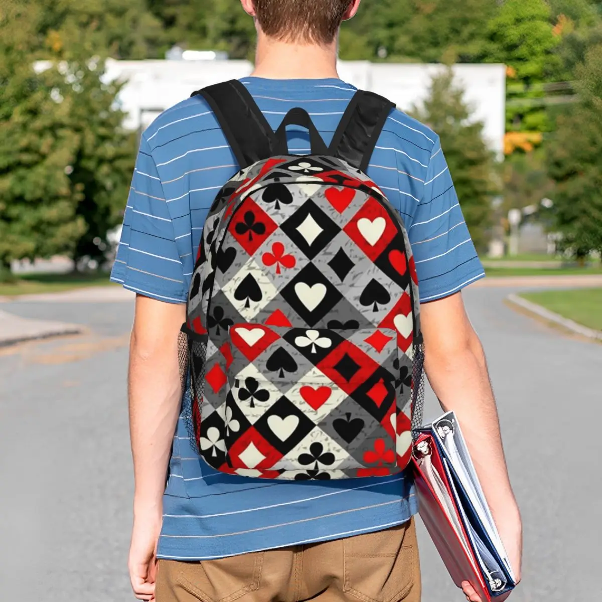 Playing Cards Poker Print Backpack Student Boys Girls BookBag Men Women School Bag Laptop Shoulder Bags