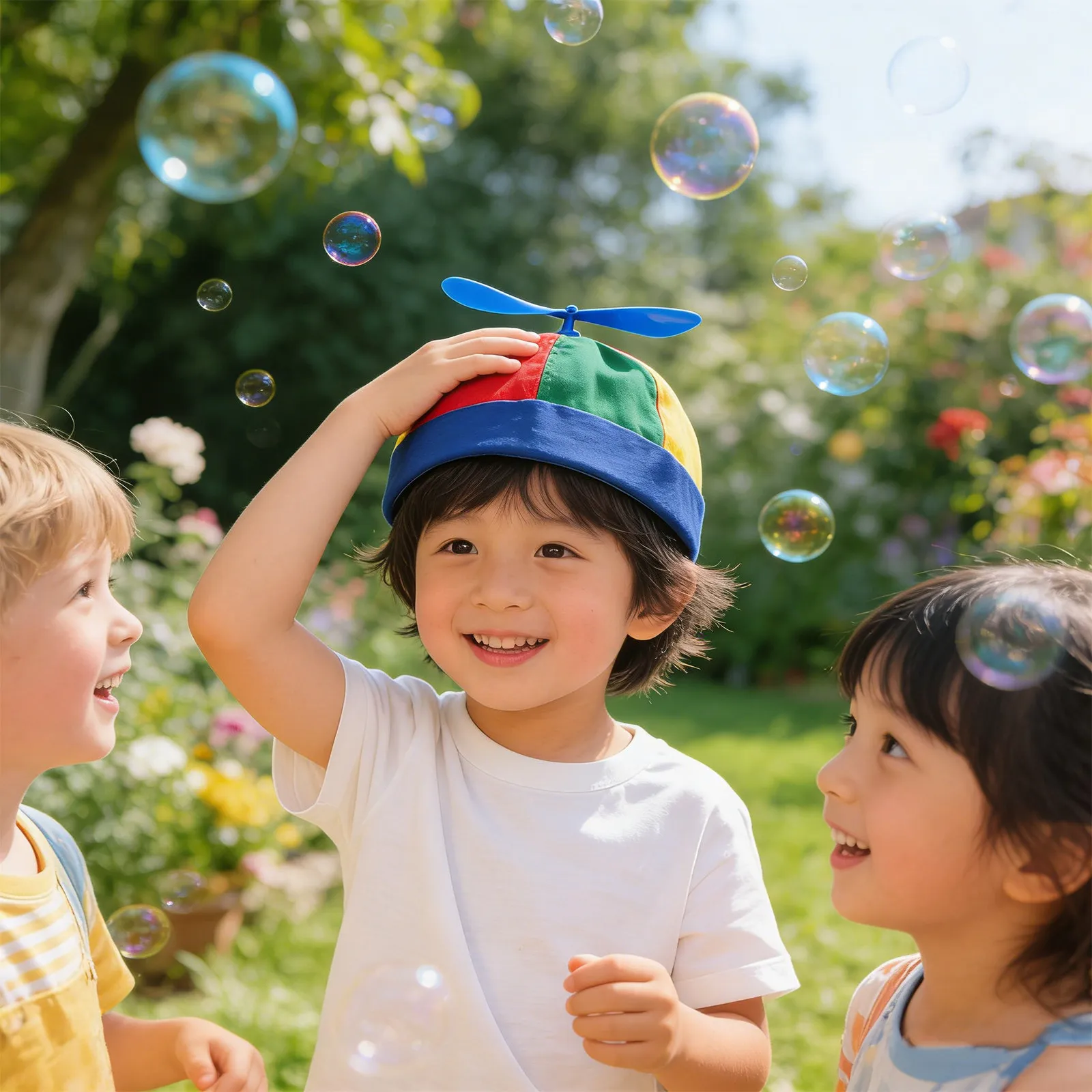 Detachable Dragonfly Propeller Hat Colorful Cotton Baseball Cap Kids Adjustable Summer Outdoor Pinwheel Fun Beanie Cap