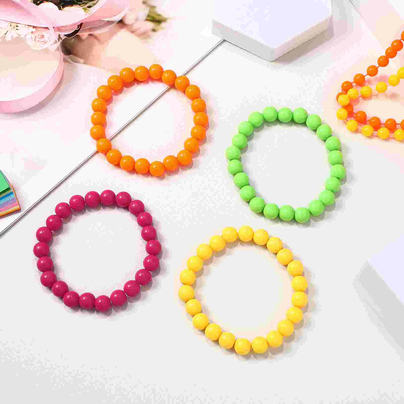 8 Pcs Neon Accessories Choker Necklaces for Woman Vintage Jewelry Green Beads Chains Child