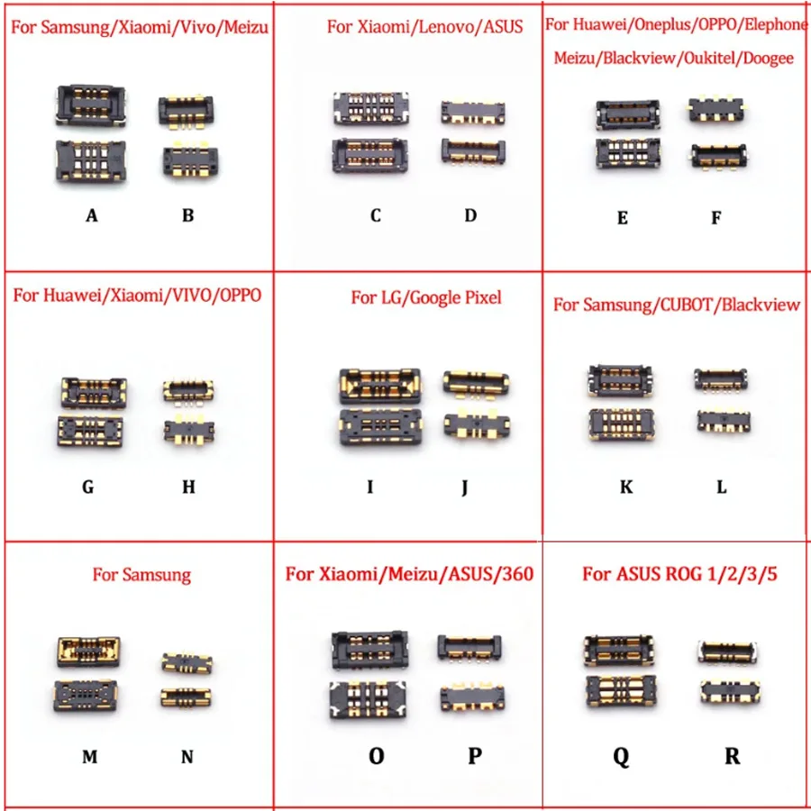 5Sets FPC Connector Battery On Board For HUAWEI Honor Xiaomi Redmi Meizu OPPO VIVO Lenovo Samsung Sony ASUS LG Pixel Clip Holder