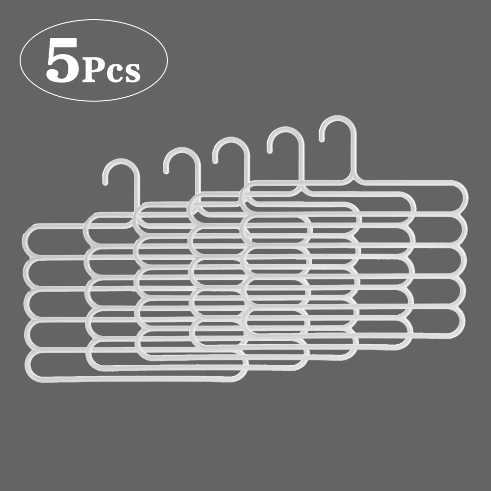5Pcs Multi Layers Pants Hanger Space-saving Metal Pants Organizer Closet Trousers Scarves Storage Rack